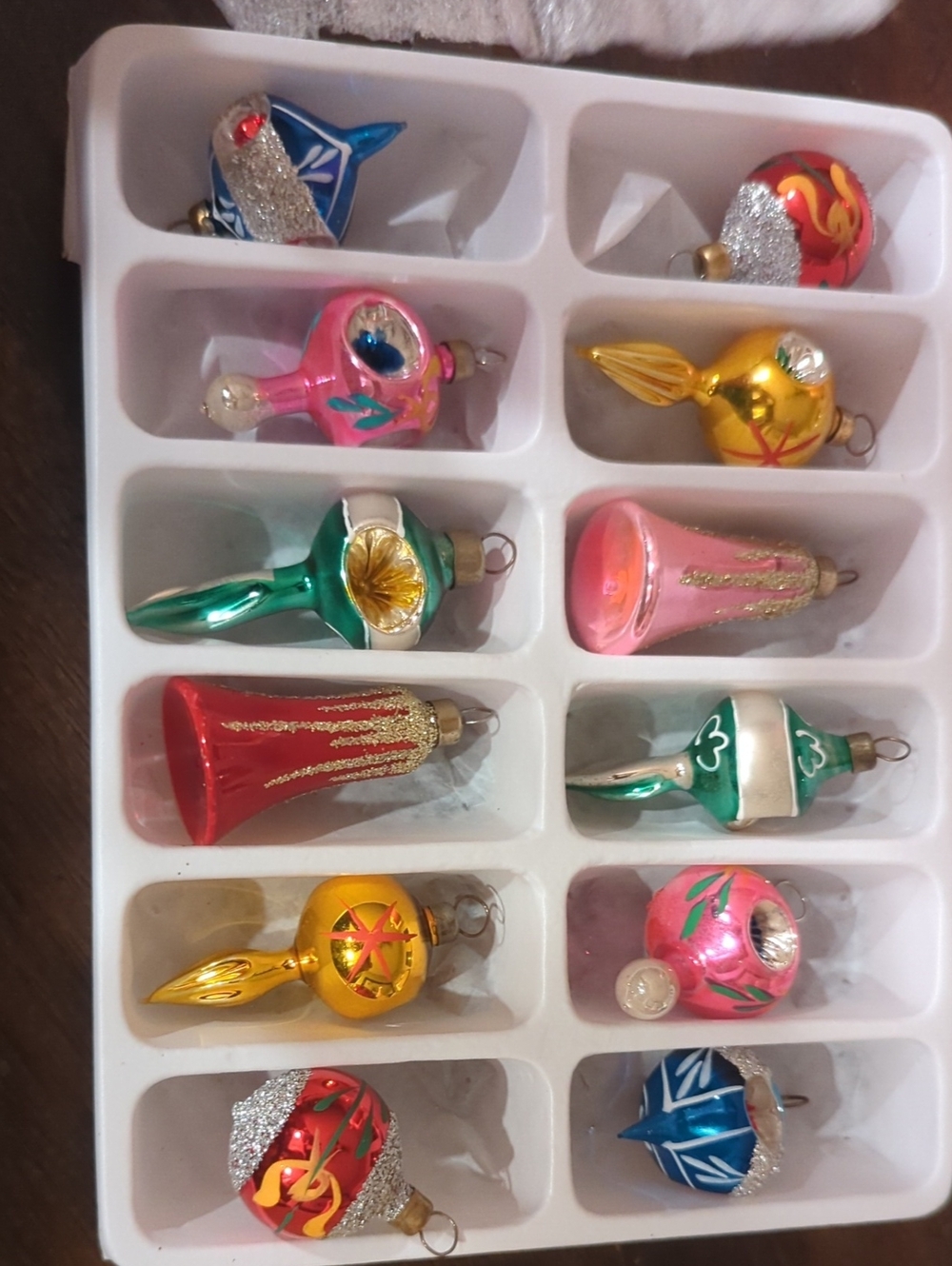 Vintage 1970s Mexican Blown Glass Christmas Ornaments 12pc Set MCM Miniature